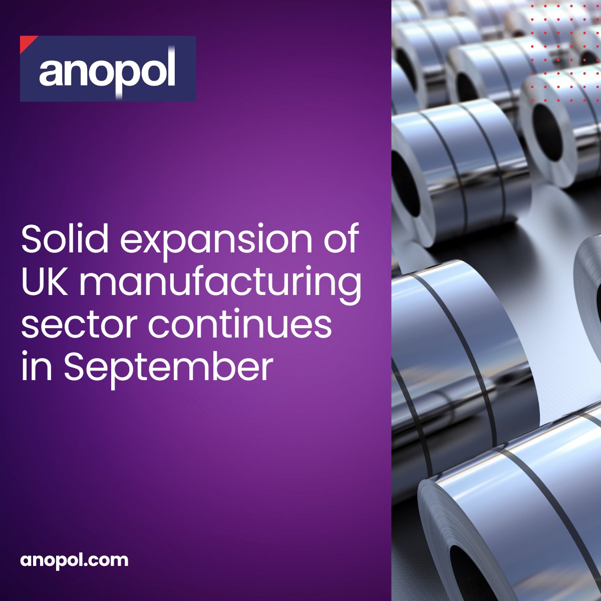 The UK manufacturing sector saw a further solid increase in production volumes at the end of the third quarter. 

Here's the latest results from the S&amp;P Global UK Manufacturing Purchasing Managers’ Index. 

anopol.com/solid-expansio…

#electropolishing #ukmfg #stainlessteel #anopol