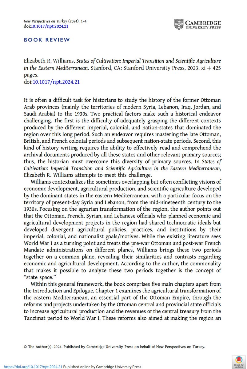 New Perspectives on Turkey (@turkey_newpers) on Twitter photo Özkan Akpınar reviews Williams' "States of Cultivation," a book on economic development, agricultural production & scientific agriculture in the eastern Mediterranean, present-day Syria & Lebanon, from mid-19th century to 1930s. OpenAccess <a href="/stanfordpress/">Stanford Press</a> bit.ly/3BF8tUE Özkan Akpınar reviews Williams' "States of Cultivation," a book on economic development, agricultural production & scientific agriculture in the eastern Mediterranean, present-day Syria & Lebanon, from mid-19th century to 1930s. OpenAccess <a href="/stanfordpress/">Stanford Press</a> bit.ly/3BF8tUE