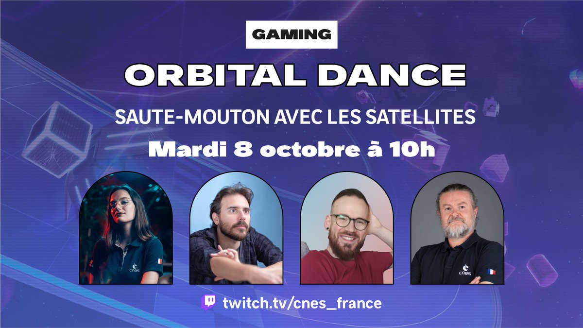 Notre chaine Twitch reprend du service !
Une MAJ arrive sur le jeu Orbital Dance, alors on s'est dit que c'était l'occasion de lancer une matinée gaming 🎮

Avec <a href="/Space_Thomalice/">Alice au pays de Bluesky</a>, <a href="/Alexis_Moroz/">Alexis Moroz</a>, <a href="/BoudinDamour/">BoudinDamour</a> et Pierre Omaly 

📅 Mardi 8 octobre
🕙 10h
🔗 twitch.tv/cnes_france