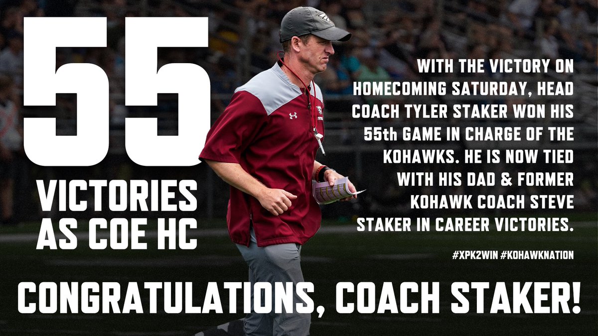Congratulations, Coach Staker! 👏

<a href="/KohawksFootball/">Coe College Football</a> 

#XPK2WIN #KohawkNation