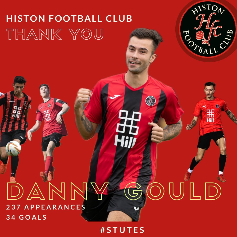 Histon Football Club (@histonfc) on Twitter photo A massive thank you to Danny Gould who has served the club with distinction over 2 spells now for the Stutes.
He returns to <a href="/GraysAthleticFC/">Grays Athletic Football Club</a>
267 appearances and 34 goals over 2 spells since making his debut as a scholar in the 2015/16 season.
Thank you Danny. 👏🏻 #stute A massive thank you to Danny Gould who has served the club with distinction over 2 spells now for the Stutes.
He returns to <a href="/GraysAthleticFC/">Grays Athletic Football Club</a>
267 appearances and 34 goals over 2 spells since making his debut as a scholar in the 2015/16 season.
Thank you Danny. 👏🏻 #stute