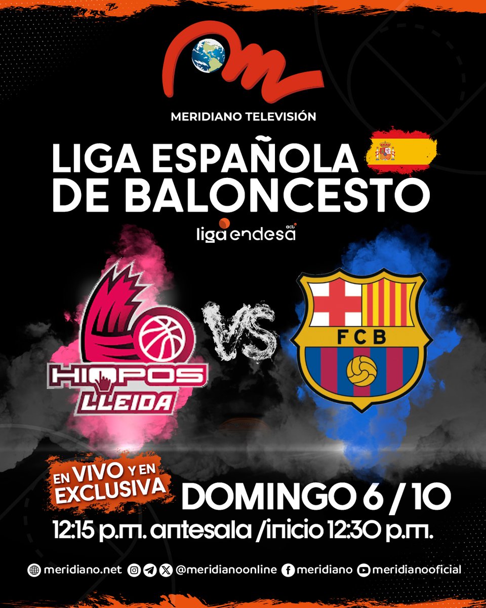¡La Liga española de Baloncesto trae las mejores clavadas! En vivo y en exclusiva #MeridianoTV

Sáb 5/10
Baskonia vs Andorra 11:45a.m.
UCAM Murcia vs Bilbao 2:30p.m.

Dom 6/10
Hiopos Lleida vs Barcelona 12:15p.m.

#BALONCESTOESPAÑOLxMTV
Vía streaming meridiano.net/meridianotv