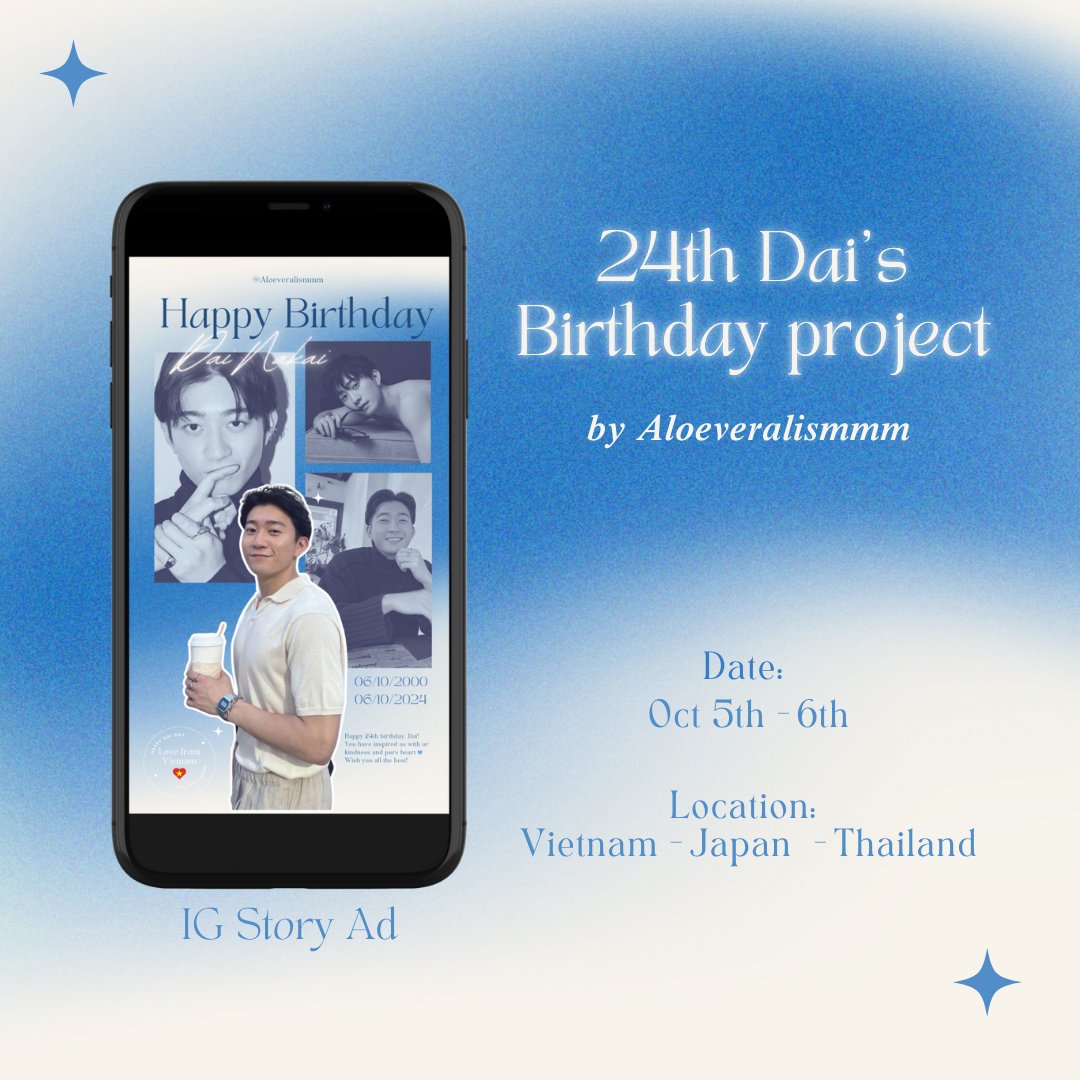aloeveralismmm's tweet photo. 24TH DAI'S BIRTHDAY PROJECT BY @/aloeveralismmm 🌸🇻🇳

🌷Instagram Ad 

I would appreciate when you tag @/dainakai and me after seeing the ad. 

Thank you so much 💚

ありがとう 🙇‍♀️

Cám ơn các bạn nhiều 🙏
#DaiShun #DaiNakai https://t.co/OeZu58pm24