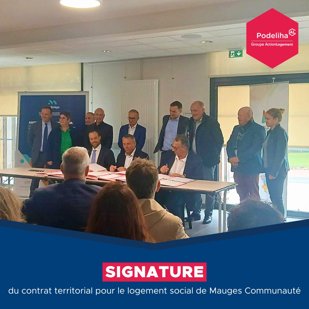 | 𝗦𝗶𝗴𝗻𝗮𝘁𝘂𝗿𝗲 ✍️ |
#Signature du contrat territorial pour le #logement social 2024-2026 de Mauges Communauté entre l'Etat, <a href="/Maine_et_Loire/">Département Maine-et-Loire</a>, les communes de Mauges Communauté, les bailleurs <a href="/Podeliha_AL/">Podeliha</a>, <a href="/MeldomysGroupe/">Meldomys Groupe</a>, <a href="/GroupeGambetta/">Groupe Gambetta</a>, <a href="/SevreLoireHab/">Sèvre Loire Habitat</a> et <a href="/ActionLogement/">Action Logement</a>.