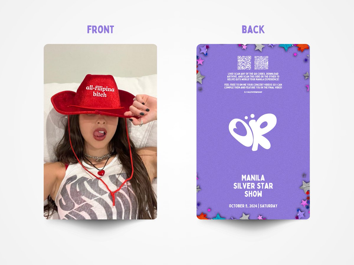 COME FIND ME FOR THESE BABIES !!!!! 💜🌙🦋
#GUTSTourManila #GUTSWorldTourPH <a href="/OliviaRodrigoPH/">Olivia Rodrigo Philippines 🇵🇭</a> <a href="/LiviesHQ/">olivia’s livies 🩷</a> <a href="/oliviarodrigo/">Olivia Rodrigo</a>