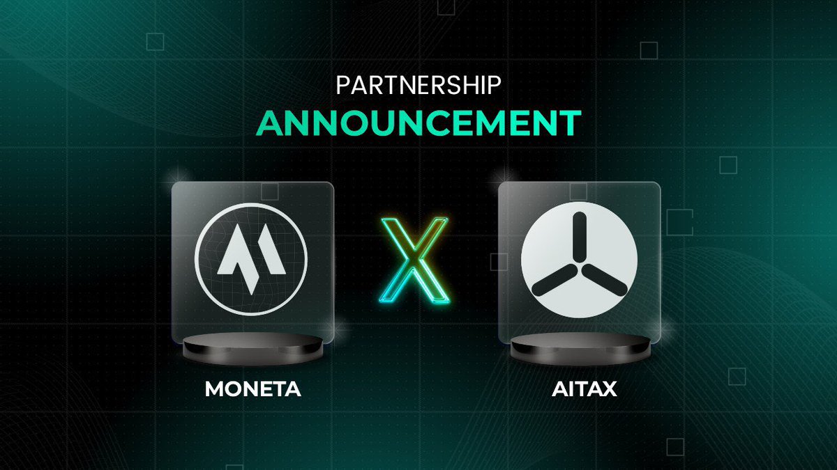NEW PARTNERSHIP ANNOUNCEMENT

We’re thrilled to welcome <a href="/AITAXBOT/">AITAX</a>  to the Moneta ecosystem!

$MNTA X $AITA

AITAX is revolutionizing the crypto landscape by providing the only dedicated solution for hassle-free tax calculations. With a click of a button it allows cryptocurrency