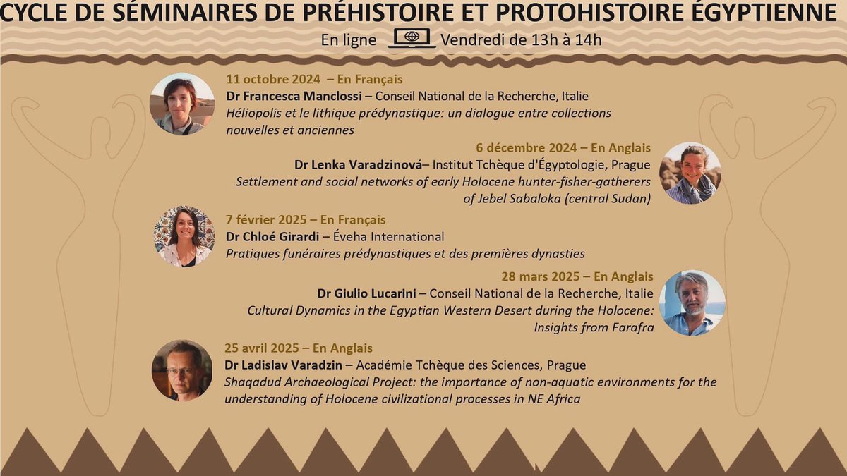 ArcheoNil's tweet image. 📅 Le programme des prochains séminaires Archéo-Nil est disponible !
Vous pouvez déjà vous y inscrire via ce lien : docs.google.com/forms/d/e/1FAI…
Les non-adhérents peuvent s’inscrire aux deux premiers séminaires.