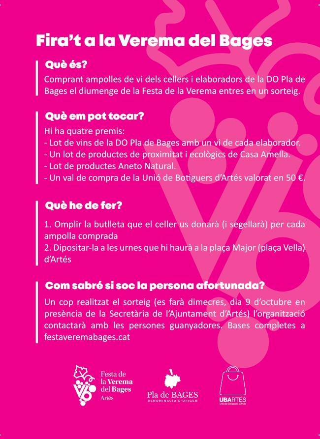 Comprar ampolles de vi a la mostra de de diumenge té premi! Podreu omplir la butlleta a cada estand i us la segellaran. La dipositeu a les urnes i a veure si hi ha sort! Més informacio i premis👇👇👇👇