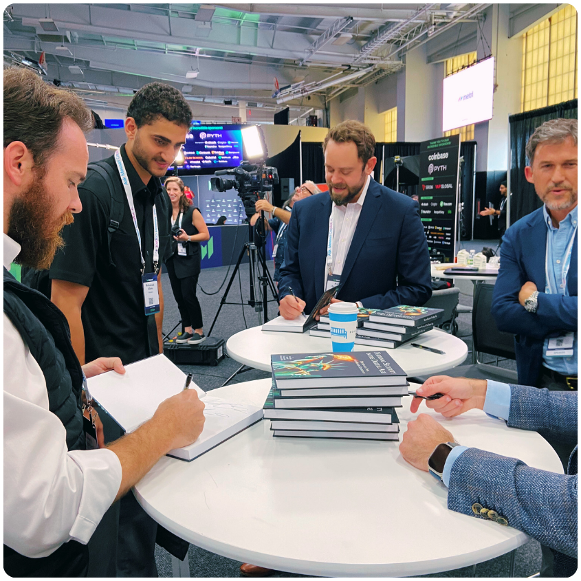 FoundryServices's tweet image. Thank you to everyone who attended the panel at #Mainnet2024 and supported Bitcoin: National Security in a Digital Age! It was a pleasure meeting so many of you at the book signing. Your enthusiasm for the future of digital assets constantly inspires us and fuels tomorrow&apos;s…