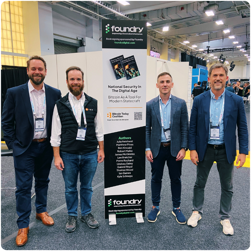 FoundryServices's tweet image. Thank you to everyone who attended the panel at #Mainnet2024 and supported Bitcoin: National Security in a Digital Age! It was a pleasure meeting so many of you at the book signing. Your enthusiasm for the future of digital assets constantly inspires us and fuels tomorrow&apos;s…