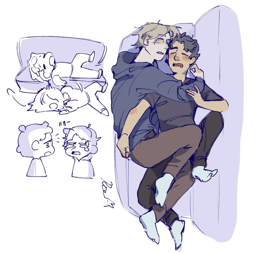 Rice_zZzu's tweet photo. Some cuddles sketching🫂💖💖
 #nocturnals https://t.co/rsrDMu1SQz