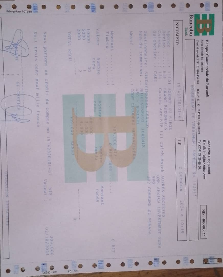 Consortium_IRI's tweet photo. #IJUNJA
Mu guterera mw'iterambere, @JeremieNdiho, umukuru wa #CECODEBU, ku wa 02/10/2024, yatanze kw'izina rya CECODEBU, imitahe muri #ONE_AFRIC_INVESTMENT_FUND rirongowe na @FabsVision, rigiye kwubaka isoko nkuru ya @MairieBuja.
@MagazineJimbere @bukesteric @nyaburungapost https://t.co/oPpGebOh1B