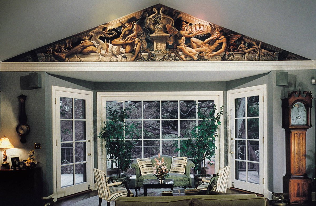 Zoom in to see the details like the fairies around the lamp light in this oil painting on canvas.