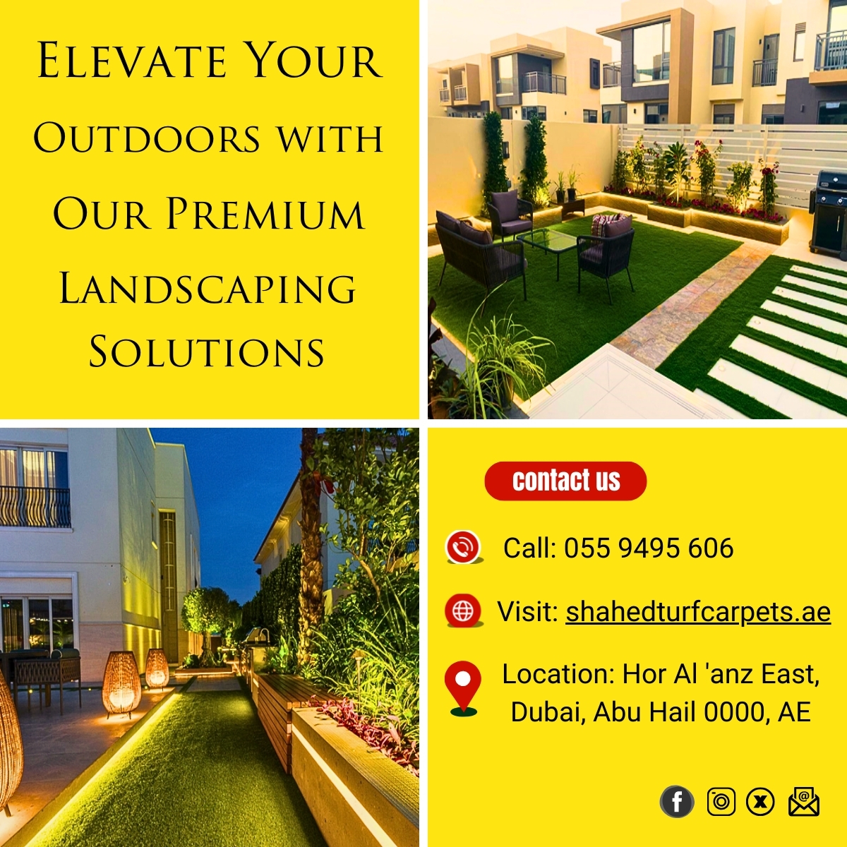 TurfCarpets's tweet photo. Elevate Your Outdoors with Our Premium Landscaping Solutions 
Give your outdoor space the upgrade it deserves with our professional landscaping services. From elegant lawns to intricate garden designs, we bring nature’s beauty to your doorstep.
#PremiumLandscaping #GardenDesign https://t.co/JWNoS0hFmR