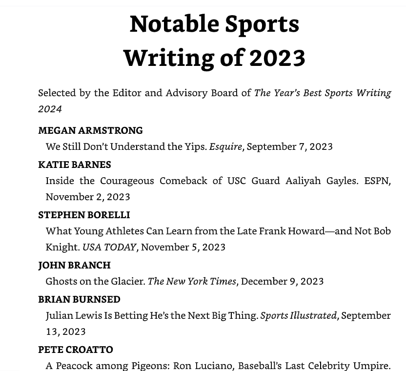 Brian Burnsed (@brianburnsed) on Twitter photo Hey, it's pretty cool to be included in the "notable" section of the Year's Best Sports Writing book series yet again. Congrats to all whose work was recognized and thanks to the editors who helped shape the piece (cc: <a href="/JasonSchwartz/">Jason Schwartz</a>) si.com/college/2023/0… Hey, it's pretty cool to be included in the "notable" section of the Year's Best Sports Writing book series yet again. Congrats to all whose work was recognized and thanks to the editors who helped shape the piece (cc: <a href="/JasonSchwartz/">Jason Schwartz</a>) si.com/college/2023/0…