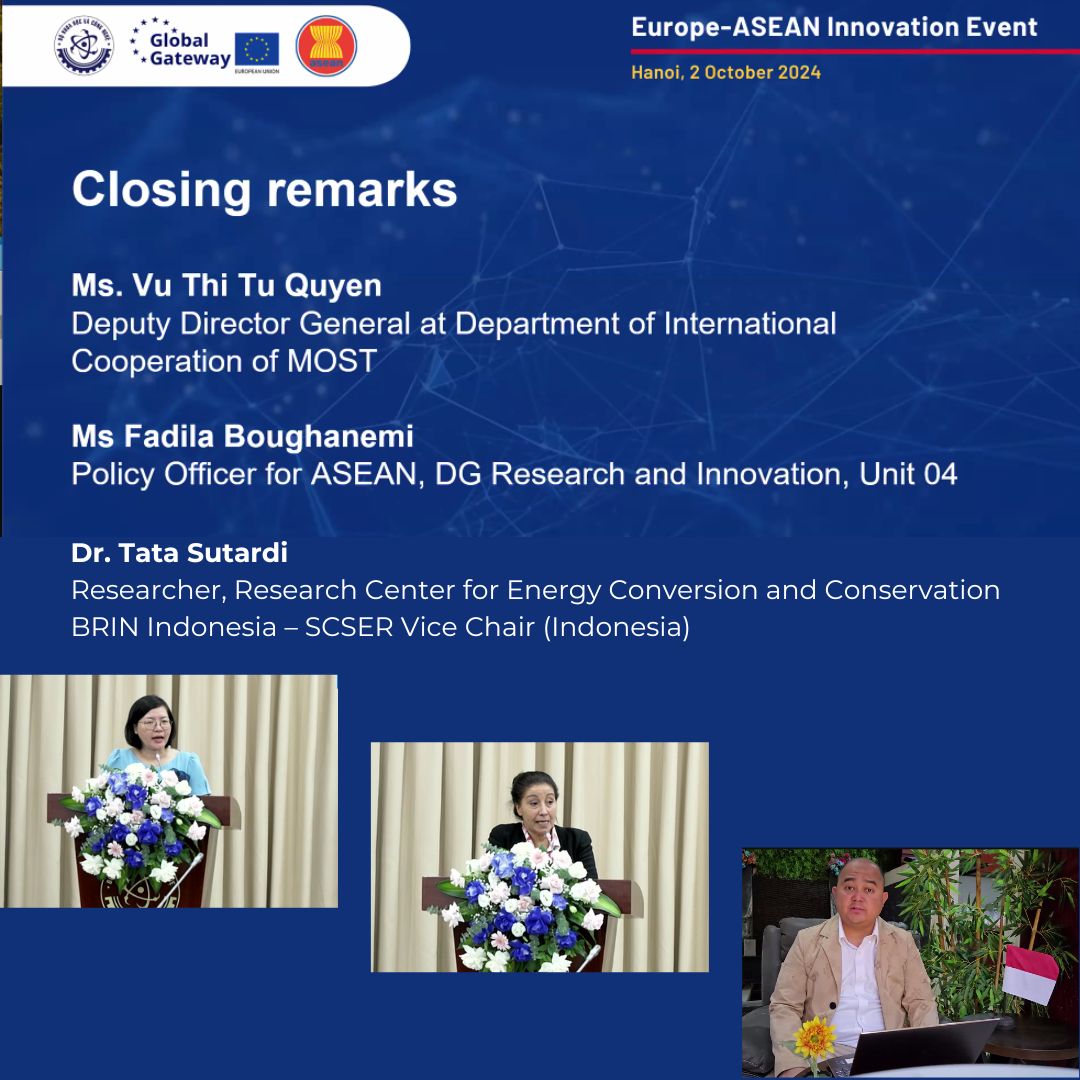 Time to reflect on the lessons learnt &amp; insights gained! Closing remarks by representatives from MOST Vietnam, DG RTD &amp; SCSER. 

👏Kudos to the organisers - Ministry of Science and Technology Viet Nam 🇻🇳 &amp; <a href="/EU_Commission/">European Commission</a>, DG RTD. 

🙏A great event!
