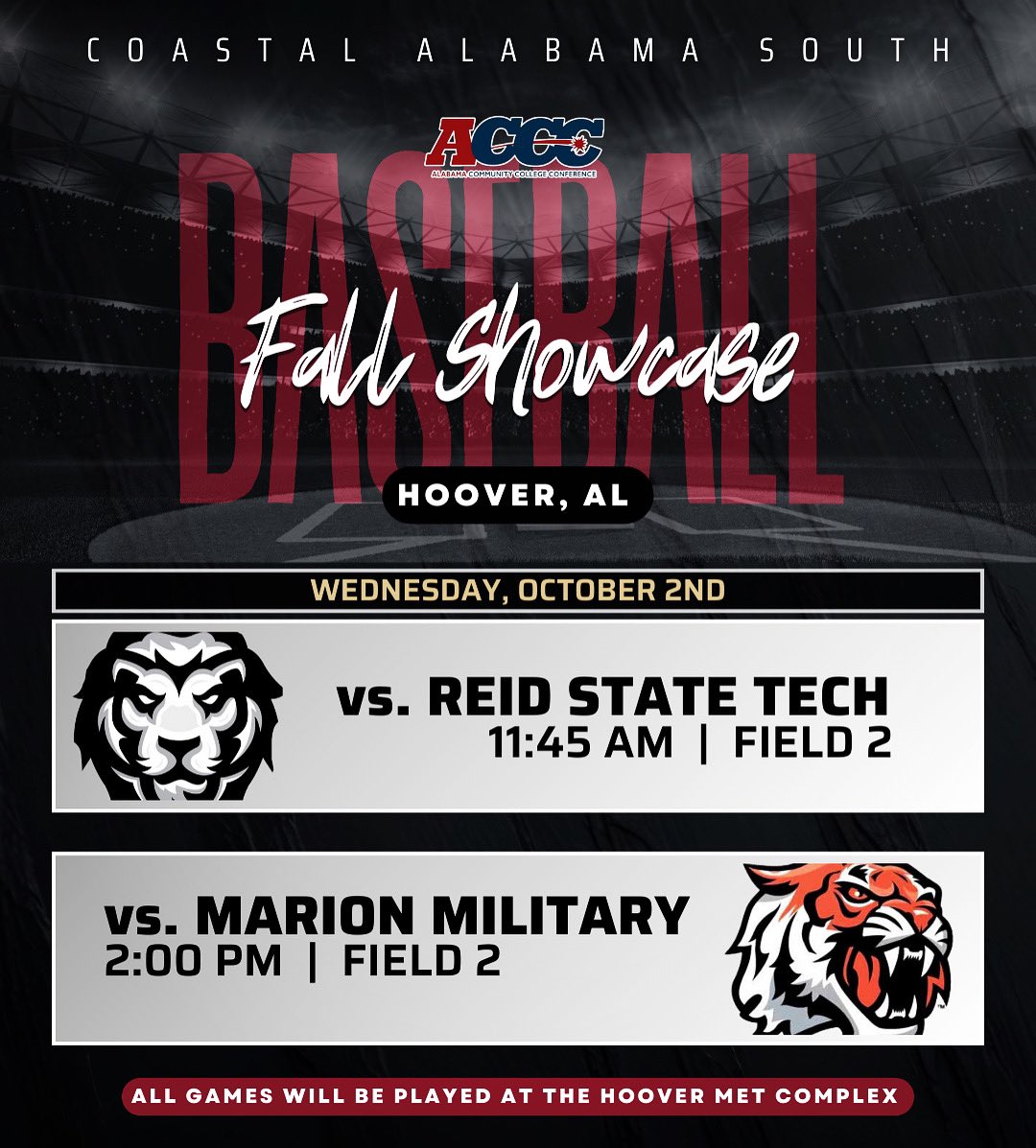 BSB | Your Yotes will play two today at the ACCC Fall Showcase! 

🆚 - Reid St. Tech / MMI
⏰ - 11:45 AM / 2:00 PM
📍 - Hoover, AL
🔗 - prepbaseballreport.com/2024-accc-fall…

#𝗚𝗢𝗬𝗢𝗧𝗘𝗦 | <a href="/CoastalAlaCC/">Coastal Alabama CC</a> <a href="/acccathletics/">ACCC</a> <a href="/CoyoteSouthBSB/">CA South Coyote Baseball</a> <a href="/dthead34/">Daniel Head</a> <a href="/calabounty/">Corey LaBounty</a>