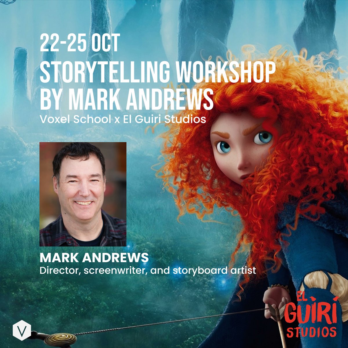 Gracias a <a href="/ElGuiriStudios/">El Guiri Studios</a>  y al aclamado <a href="/rodrigoblaas/">Rodrigo Blaas</a> , ¡Mark Andrews, director de Brave y ganador de un Oscar, llega a España! No te pierdas su taller intensivo de storyboarding y la masterclass de <a href="/ElGuiriStudios/">El Guiri Studios</a> en <a href="/VoxelSchool/">Voxel School</a>.  
blog.voxelschool.com/eventos/storyt…