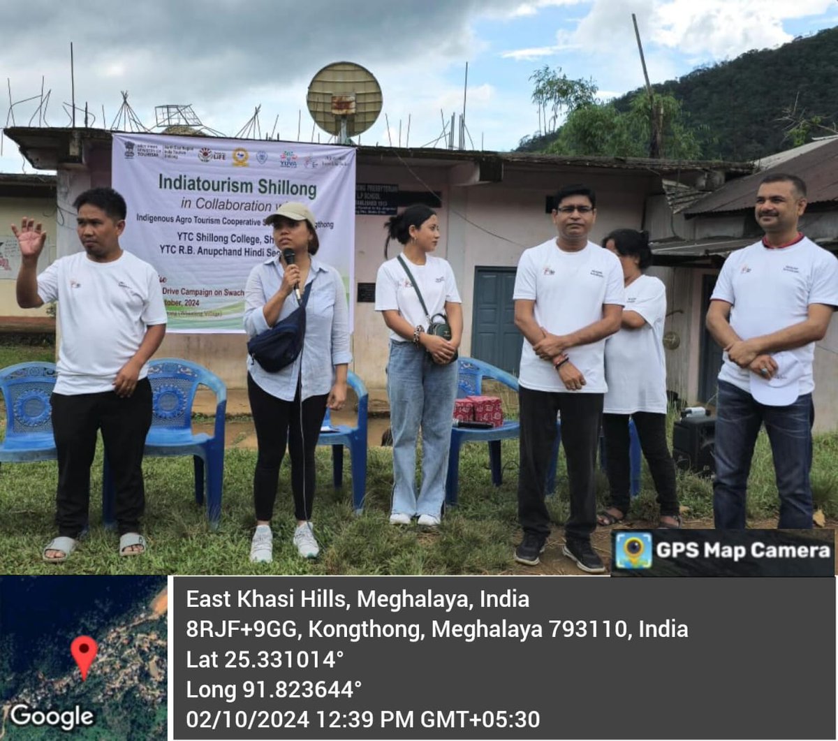 Indiatourismno1's tweet photo. Ministry of Tourism's Shillong office (Northeast Region) in collaboration with Indigenous Agro Tourism Cooperative Society Ltd, Shillong College and R.B.A Hindi Secondary School celebrated Swachhta Diwas on 02.10.24 at Kongthong Village (Whistling Village).
#SpecialCampaign4 https://t.co/WoxWgLVlS3