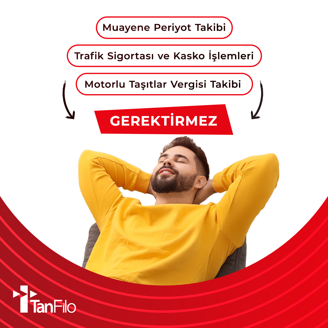 Araç bakım süreçlerini takip etmek için zaman harcamak yerine, filo kiralama hizmetinden yararlanarak tüm bu işleri bir çırpıda halledebilirsiniz.

#tanfilo #tanoto