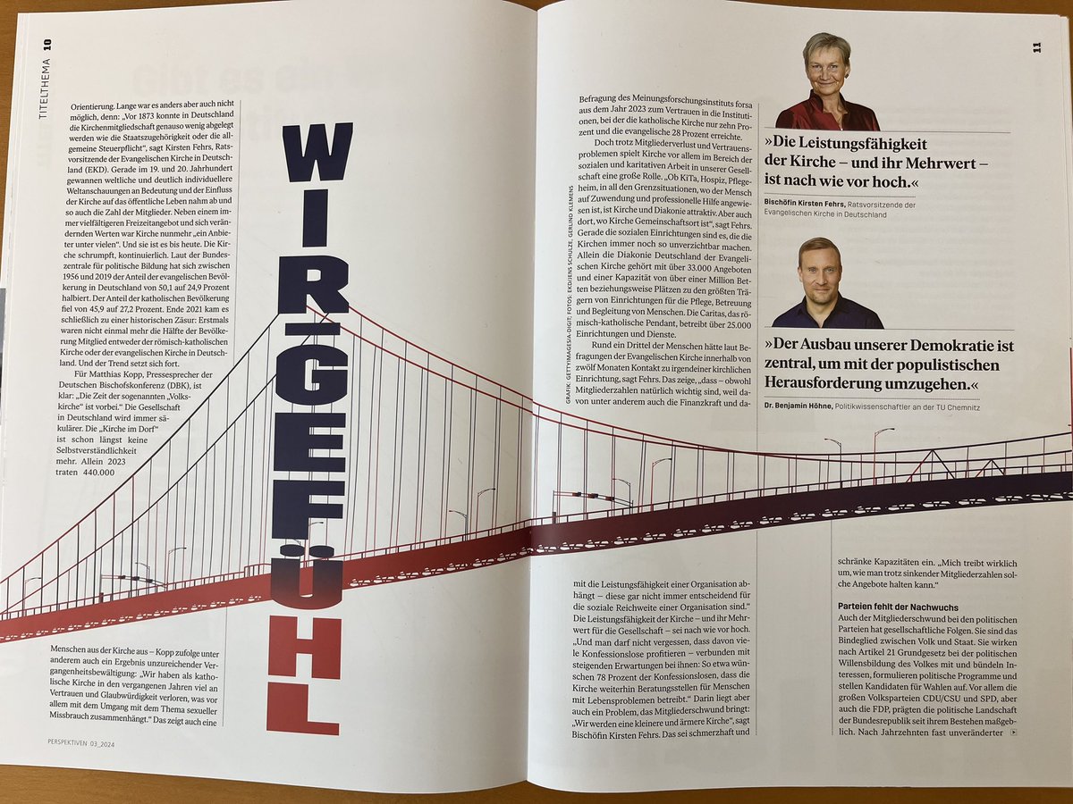 Was können Institutionen wie die #Kirche noch leisten und müssen wir die #Demokratie ausbauen? Fragen, die wir in den aktuellen Perspektiven angehen. Unser Schwerpunkt diesmal: Das verlorene Wir-Gefühl in der Gesellschaft.
Danke für Ihre Beiträge an Bischöfin #KirstenFehrs,