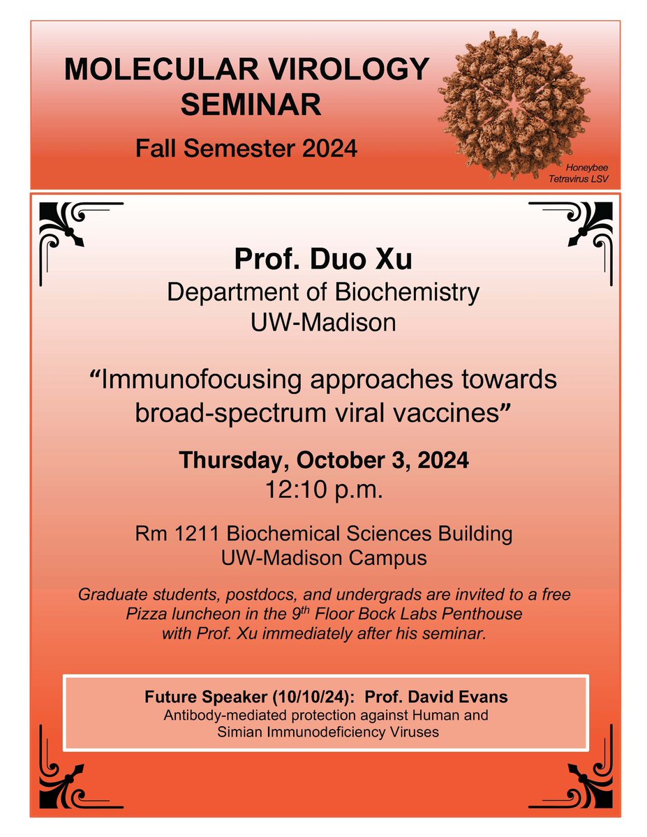 MadisonVirology (@madisonvirology) on Twitter photo Join us tomorrow for Molecular Virology seminar to hear from new <a href="/UWBiochem/">UWāMadison Biochem</a> faculty member Prof. Duo Xu! Join us tomorrow for Molecular Virology seminar to hear from new <a href="/UWBiochem/">UWāMadison Biochem</a> faculty member Prof. Duo Xu!