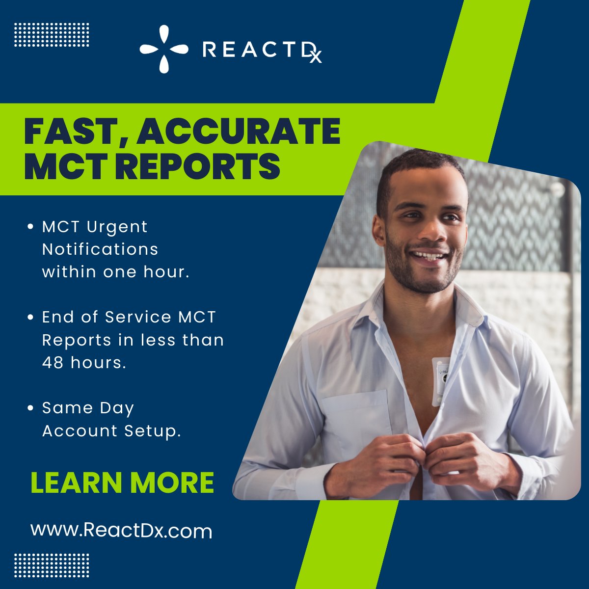 ReactDx delivers reports in under 48 hours and sends urgent notifications within one hour. Timely information is key to ensuring patients receive the right care when they need it most. bit.ly/3MOxaRe
#ReactDx #CardiacMonitoring #MCT