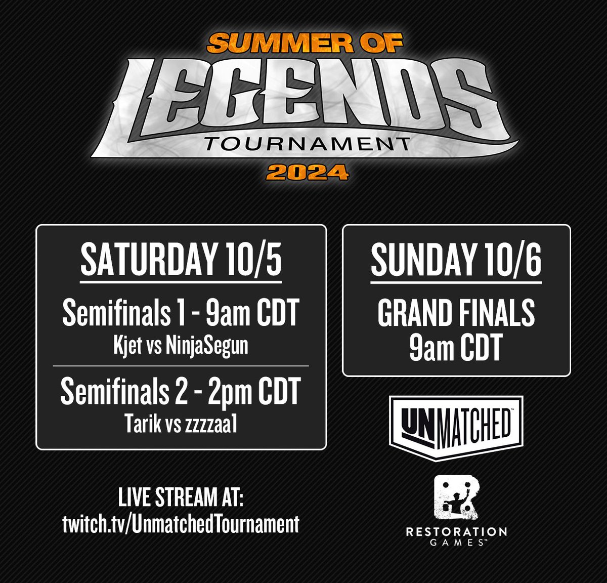 zeroskatr12's tweet image. It&apos;s almost time for the Summer of Legends tournament finals! Don&apos;t miss the action this weekend at twitch.tv/UnmatchedTourn…