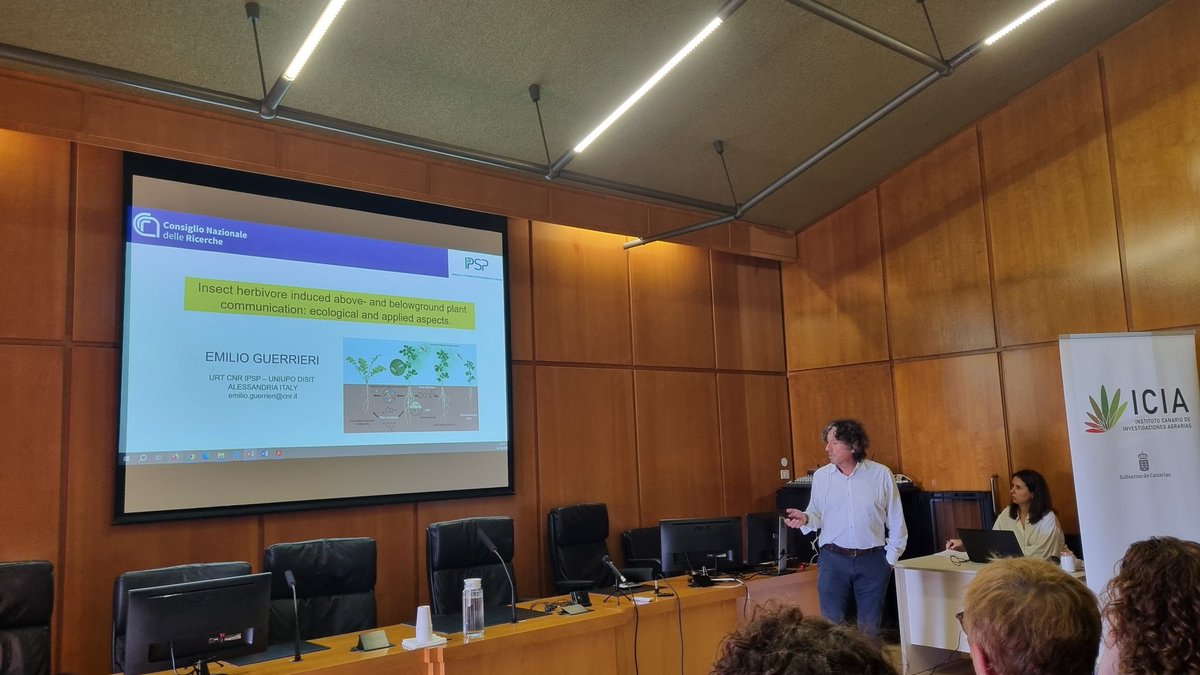 raque15_'s tweet photo. Emilio Guerrieri, interacción y la comunicación entre plantas 🌱🌱🌱 en el @Icia_GobCan  en las Jornadas de Redes Bioticas. 🌱🌼🍄🐝 https://t.co/gjflwMHLUO