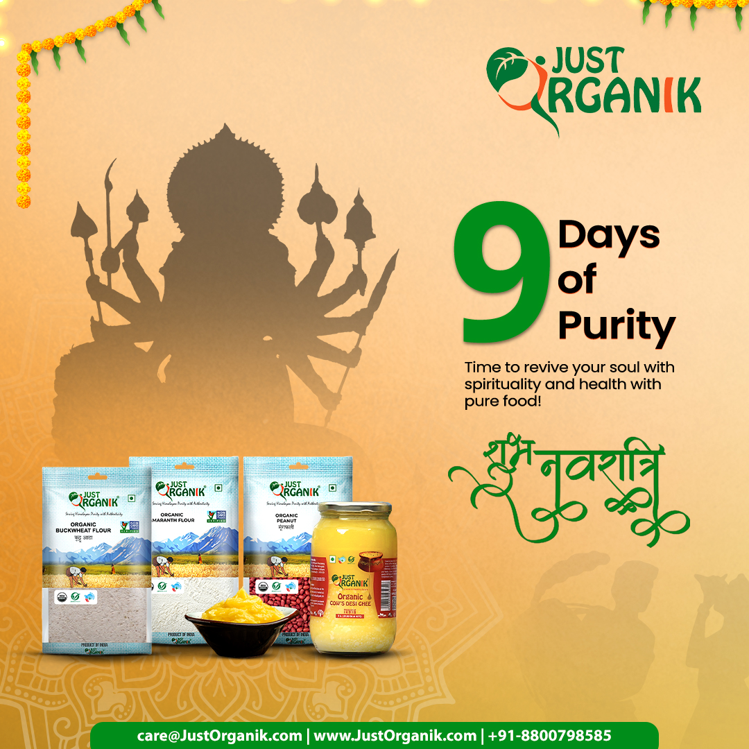 Just_Organik's tweet photo. Start #Navratri with the purest offerings. Let each bite nourish your devotion and your health!

#9daysofpurity #navratrifood #buckwheat #kuttu #samak #kuttuaata #ghee #sendhanamak #purity #Organicfood #Purefood #FarqToHai #justorganik https://t.co/V80pTnSIP2