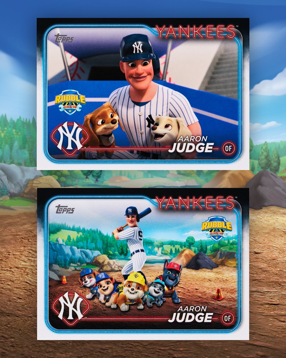 𝗕𝗔𝗥𝗞𝗜𝗡𝗚 𝗡𝗘𝗪𝗦: Aaron Judge is joining the <a href="/pawpatrol/">PAW Patrol</a> pups on two exclusive Topps trading cards, available in 2024 Topps Update! 🦴