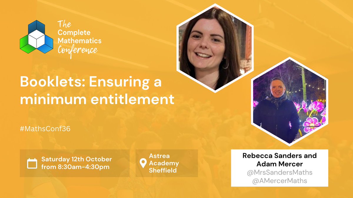 Complete Maths (@lasalleed) on Twitter photo We're excited to announce another #MathsConf36 workshop! This one will be run by <a href="/MrsSandersMaths/">Rebecca Sanders</a> and <a href="/AMercerMaths/">Adam Mercer</a> .
🧮 Booklets: Ensuring a minimum entitlement
🎟️ Book your ticket today:
completemaths.com/community/math… We're excited to announce another #MathsConf36 workshop! This one will be run by <a href="/MrsSandersMaths/">Rebecca Sanders</a> and <a href="/AMercerMaths/">Adam Mercer</a> .
🧮 Booklets: Ensuring a minimum entitlement
🎟️ Book your ticket today:
completemaths.com/community/math…