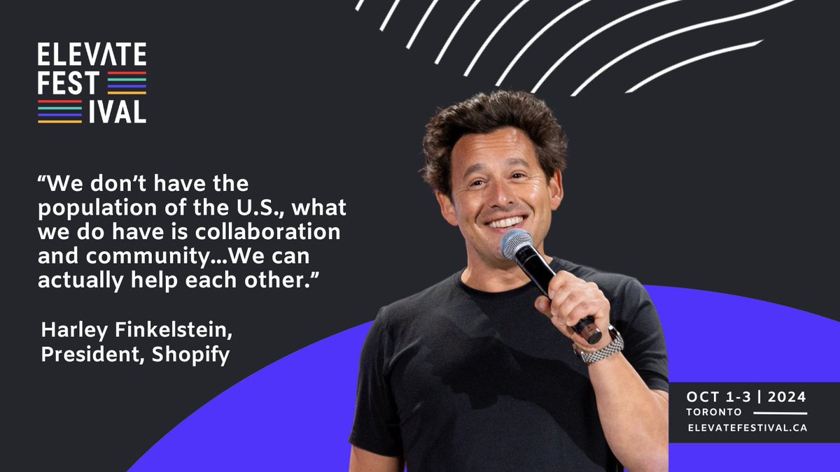 <a href="/harleyf/">Harley Finkelstein</a>, <a href="/Shopify/">Shopify</a> President, made a great statement on stage at Opening Night that we can all apply to our lives “We don’t have the population of the U.S., what we do have is collaboration and community...We can actually help each other.” We couldn't agree more #ElevateFest2024