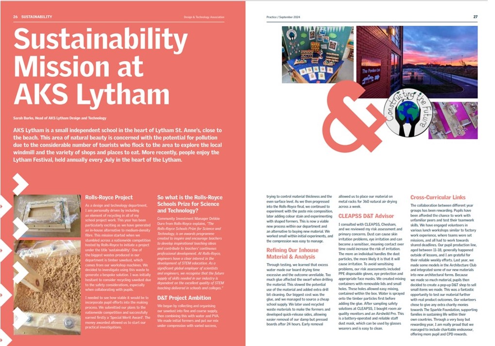AKSDesignTech's tweet image. Here is our recent @DTassoc design article about our recycling efforts @AKSSchool👋 We look forward to seeing what up & coming aspirational creators recycle in the future ...Should you have any unwanted denim, we are keen to take donations to support pupil ambition @RollsRoyceUK