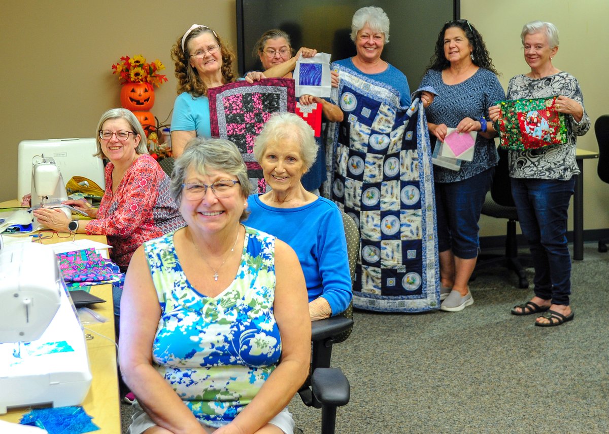pamlico_cc's tweet photo. Students in the college's Quilting Basics class take a break and show off some of their projects. Pamlico offers a variety of fun non-credit courses through its Cultural &amp; Life Enrichment program! Visit https://t.co/wSoId4ONlv https://t.co/EsbwmE2A1y