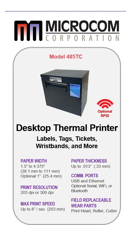 MicrocomCorp's tweet photo. Our desktop thermal printer is the ideal solution for printing tickets, labels, or wristbands on-demand with optional RFID/NFC encoding.

Contact us: sales@microcomcorp.com

More info: https://t.co/aI2yEnPcL4

#MicrocomCorp #ThermalPrinter #Tickets #Wristbands #Labels #RFID #NFC https://t.co/5Bht3T9J3M