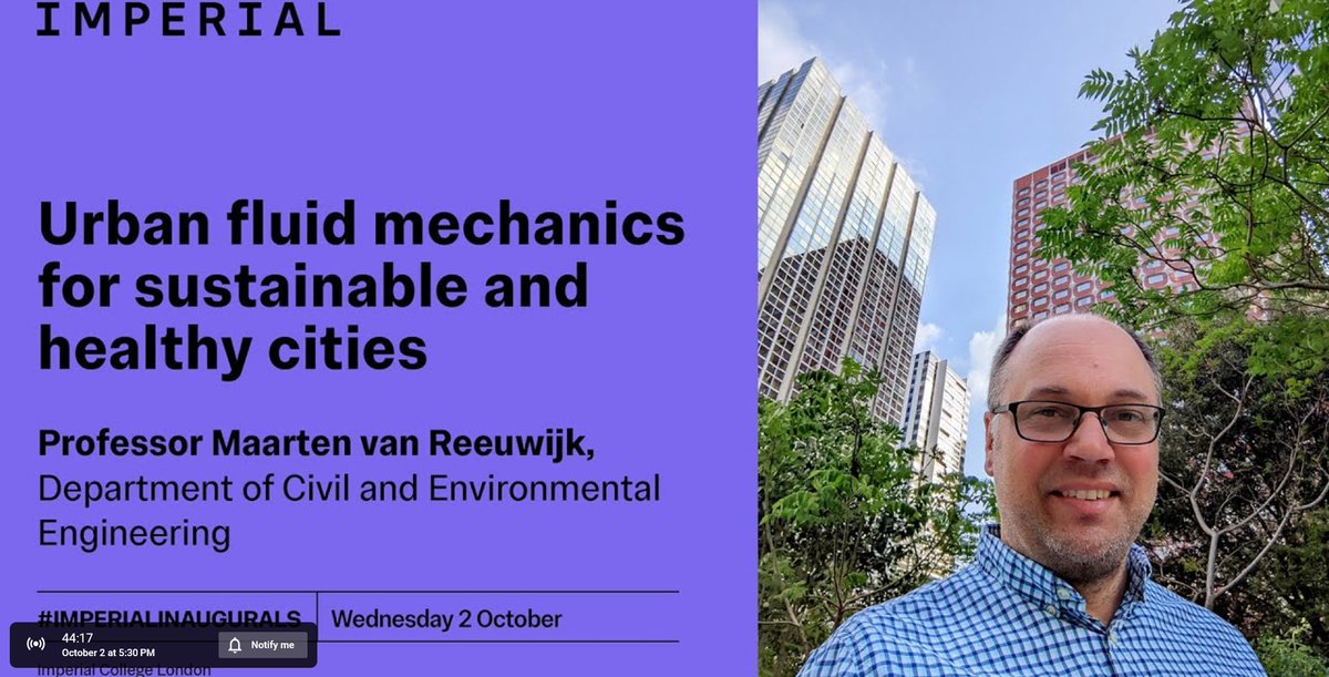 Imperial College Fluid Mechanics (@fluidsicl) on Twitter photo Last reminder! Connect by 17:30 BST (in less than 1 h) to join the inaugural lecture of Prof. <a href="/vanReeuwijkLab/">Maarten van Reeuwijk</a>: Urban Fluid Mechanics for Sustainable and Healthy Cities: youtube.com/watch?v=wk0RdS… Last reminder! Connect by 17:30 BST (in less than 1 h) to join the inaugural lecture of Prof. <a href="/vanReeuwijkLab/">Maarten van Reeuwijk</a>: Urban Fluid Mechanics for Sustainable and Healthy Cities: youtube.com/watch?v=wk0RdS…