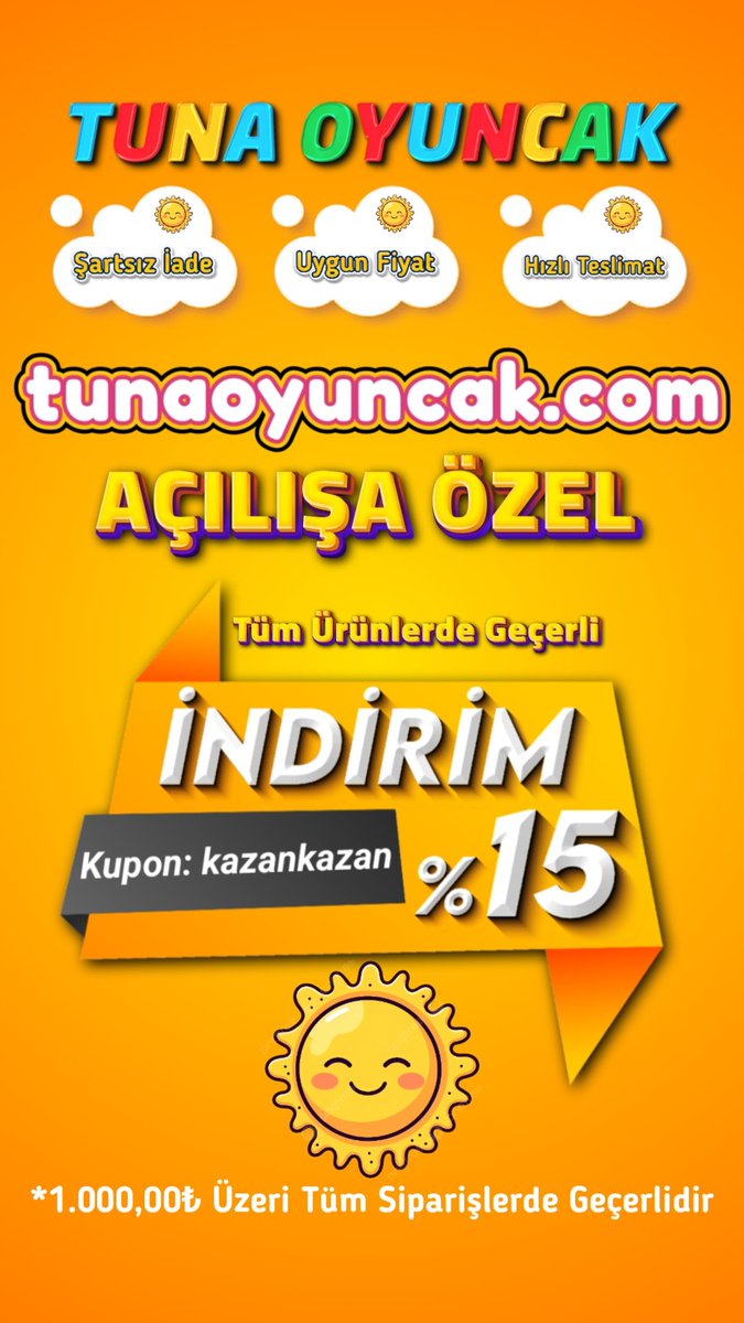 tunaoyuncak.com açıldı 🥳
Açılışa özel %15+5 indirimi kaçırmayın.

#oyuncak #egiticioyuncak #annecocuk #annebebek