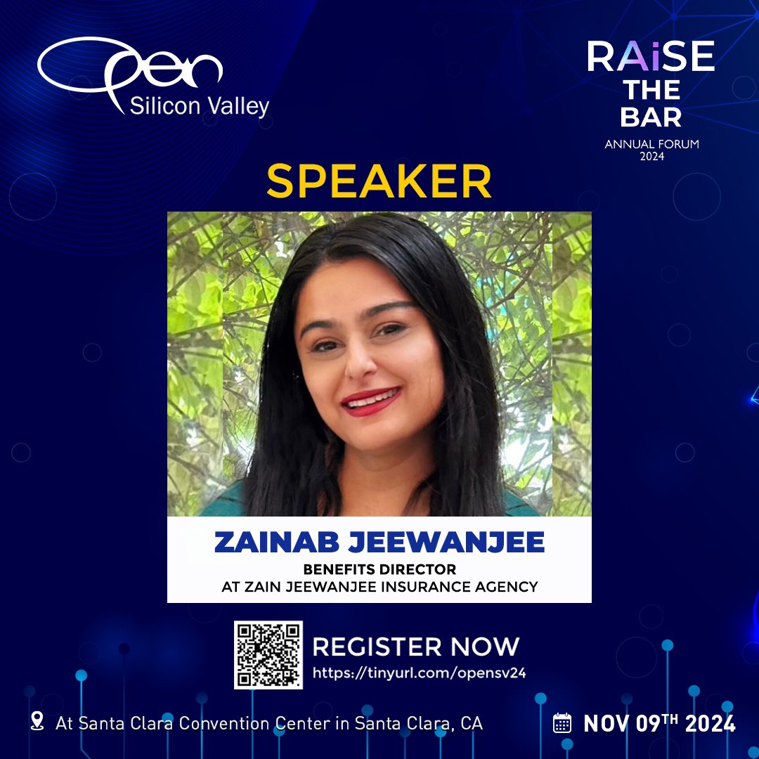 📢 Excited to welcome Zainab Jeewanjee, Benefits Director, at the Annual Forum 2024!

🗓️ Nov 9, 2024
📍 Santa Clara Convention Center

With 17+ years in employee benefits, Zainab will share how to leverage health insurance for business growth. Don’t miss it!

🔗 Register: