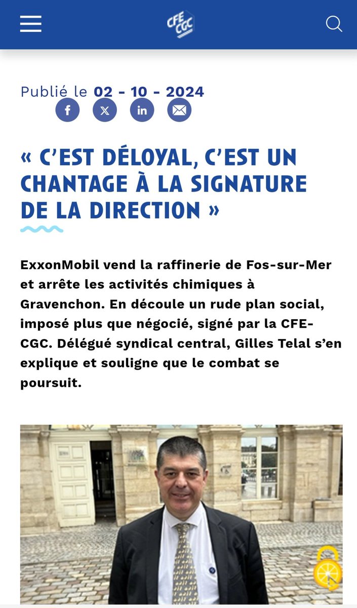 🔍C’est déloyal, c’est un chantage à la signature de la direction!  🔍

Découvrez les coulisses du dialogue social chez <a href="/ExxonMobil_FRA/">ExxonMobil en France</a> !

La <a href="/CFECGC/">CFE-CGC</a> dénonce un chantage à la signature de la direction, mettant en lumière des pratiques déloyales qui impactent directement les
