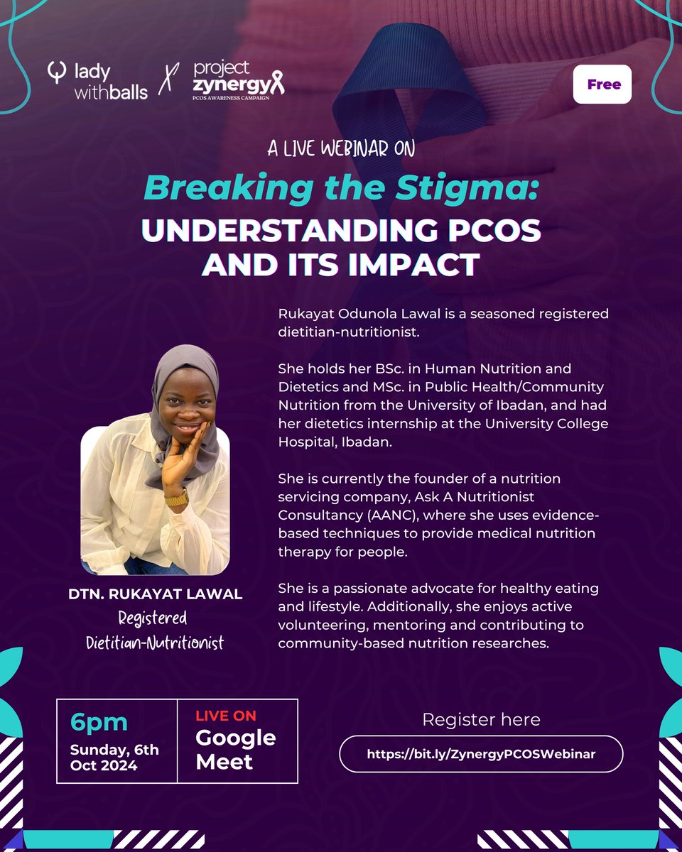 Our second speaker, Rukayat Lawal is a seasoned registered dietitian-nutritionist. She is currently the founder of a nutrition servicing company, Ask A Nutritionist Consultancy (AANC), where she uses evidence-based techniques to provide medical nutrition therapy for people.