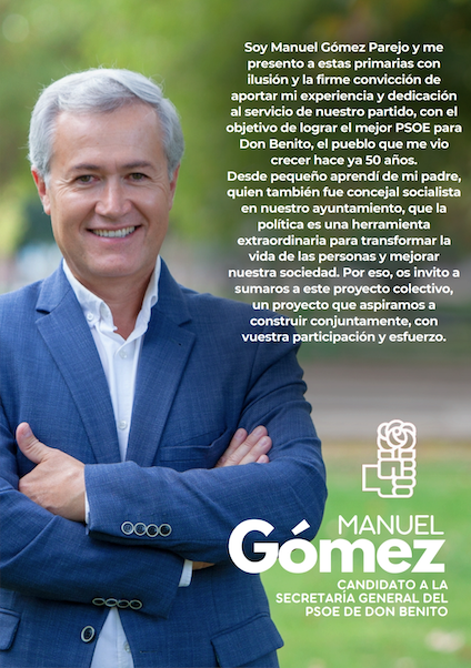 manuelgomezpar's tweet photo. Hoy quiero compartir con vosotros un nuevo reto al que me enfrento con una enorme ilusión y compromiso. Ante el proceso de primarias abierto en mi partido, he decidido presentar mi candidatura a secretario general del PSOE de Don Benito.🌹
Abro hilo 🧵 y os cuento 👇 https://t.co/q5ZDjoMhb8