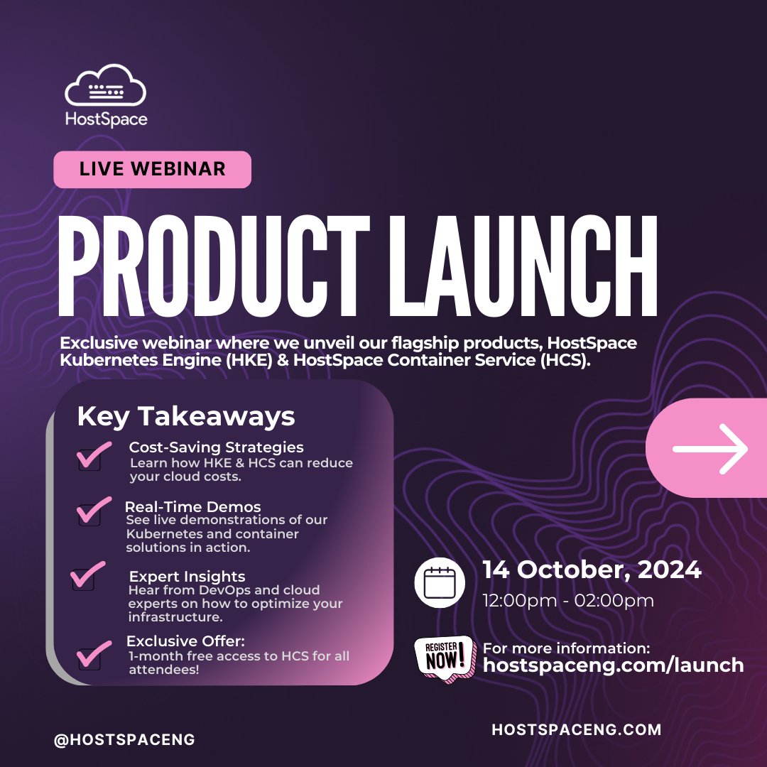 Ready to cut your cloud costs by over 40%? Join our exclusive HostSpace Webinar and discover how HKE &amp; HCS can simplify cloud management.   

📅 14 October 2024  

🔗 Register now for a 1-month FREE access to HCS!- hostspaceng.com/launch 

#CloudComputing #Kubernetes