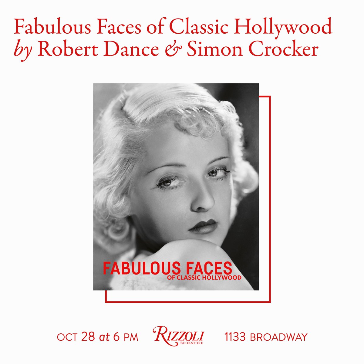 Mark your calendars! 

Join us <a href="/Rizzoli_Bkstore/">Rizzoli Bookstore</a> on Oct. 28th as Simon Crocker &amp; Robert Dance talk Fabulous Faces of Classic Hollywood. 

More info &amp; RSVP here: eventbrite.com/e/fabulous-fac…