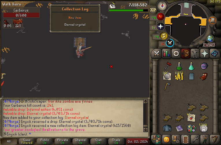 enyxikOSRS's tweet photo. Cerberus 'complete' at 241 KC! 🔥 All four crystals obtained, and even two Primordials! 🐺💎 #OSRS https://t.co/DPR7PmpP66