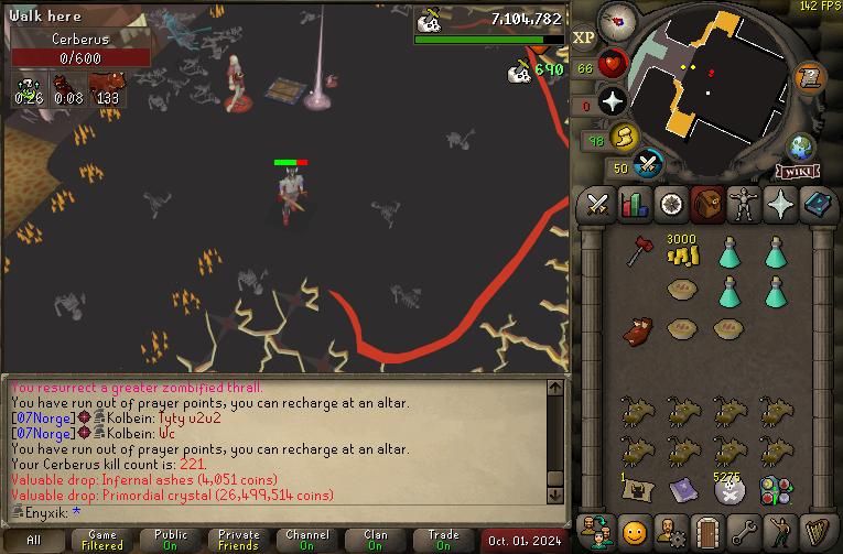 enyxikOSRS's tweet photo. Cerberus 'complete' at 241 KC! 🔥 All four crystals obtained, and even two Primordials! 🐺💎 #OSRS https://t.co/DPR7PmpP66