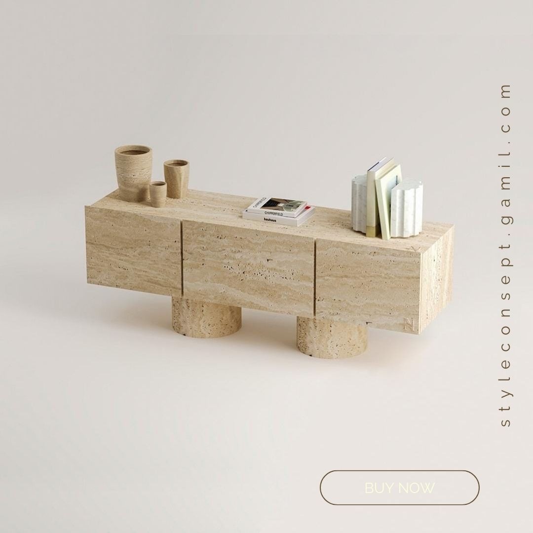 styleconsept's tweet image. ✨ Zamansız şıklık Fennes Home&apos;dan! Leona traverten TV sehpası, orijinal bej tonlarındaki doğal traverten taşının zarifliğiyle evinize sofistike bir dokunuş katıyor.🌿📺
#StyleConcept #FennesHome