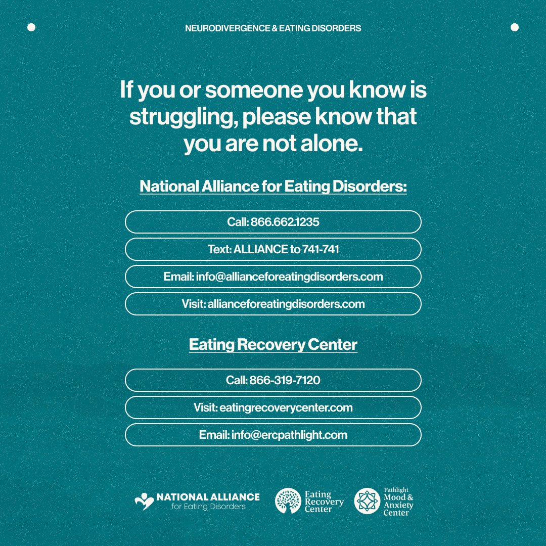 National Alliance for Eating Disorders (@alliancefored_) on Twitter photo The Alliance
-Call: 866.662.1235
-Text: ALLIANCE to 741-741
-Email: info@allianceforeatingdisorders.com
-Visit: allianceforeatingdisorders.com
Eating Recovery Center
-Call: 866-319-7120
-Visit: eatingrecoverycenter.com
-Email: info@ercpathlight.com The Alliance
-Call: 866.662.1235
-Text: ALLIANCE to 741-741
-Email: info@allianceforeatingdisorders.com
-Visit: allianceforeatingdisorders.com
Eating Recovery Center
-Call: 866-319-7120
-Visit: eatingrecoverycenter.com
-Email: info@ercpathlight.com