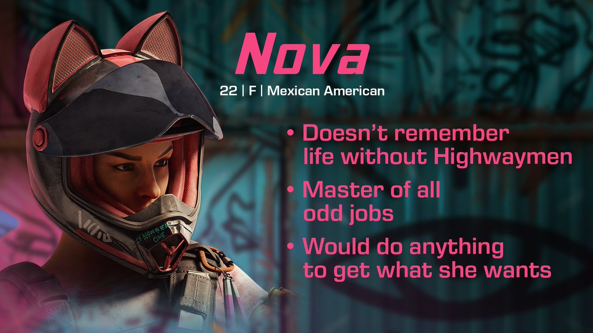 PlayXDefiant's tweet photo. Meet the Highwaymen of S2: Nova, Paulo &amp; Li'l T! 🏍

These wasteland outlaws are built different and will dominate with brute force.

Read more about each of them in our Discord. https://t.co/Kaf8OOUnae https://t.co/vuoKMs7PCf