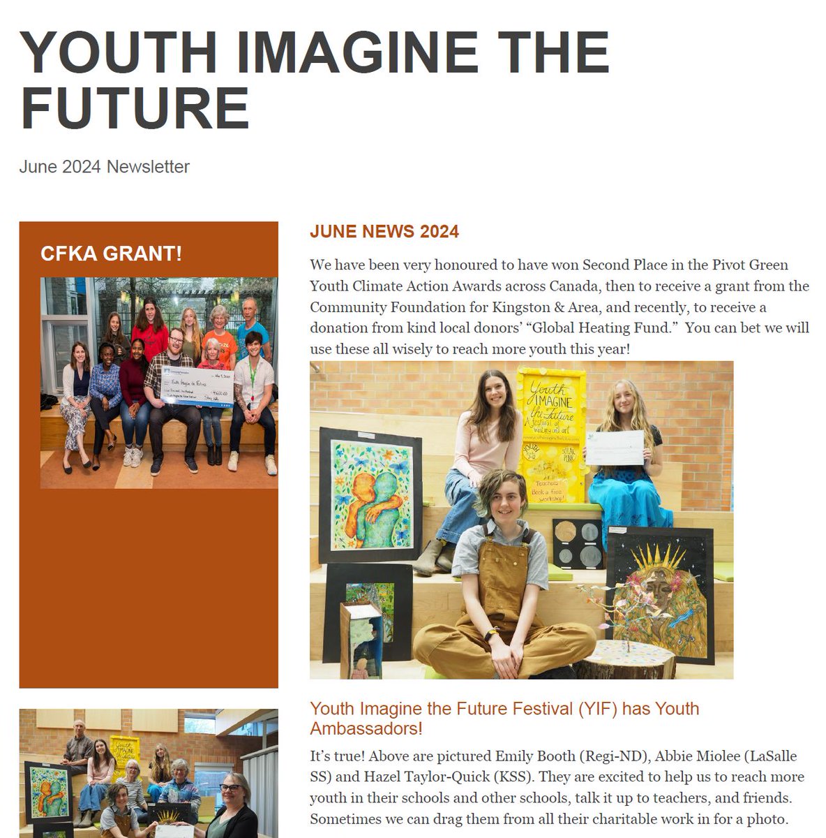 Did you know that Youth Imagine the Future has a #newsletter? Take a look at our most recent edition to read more about all the fun things the #YIF team has been up to recently! 💛 (Spoiler alert: we’ve been busy!) buff.ly/3TTpsJl